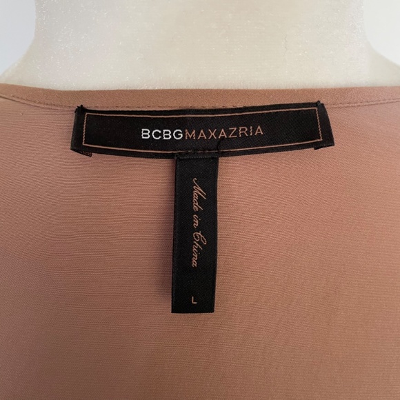 **SOLD**BCBG bronze Grecian style faux wrap mini dress - Sz L - Picture 10 of 10